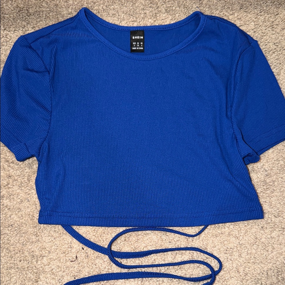 SHEIN Royal Blue Ribbed Crop Top